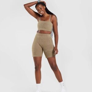 Gym Shark x Whitney Simmons teddy workout set in cement brown